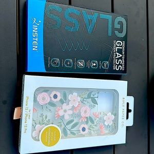 Floral iPhone 12/ 12 Pro case and screen protector. New in box!